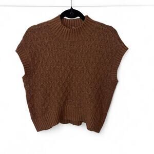 Brown cable knit sweater vest